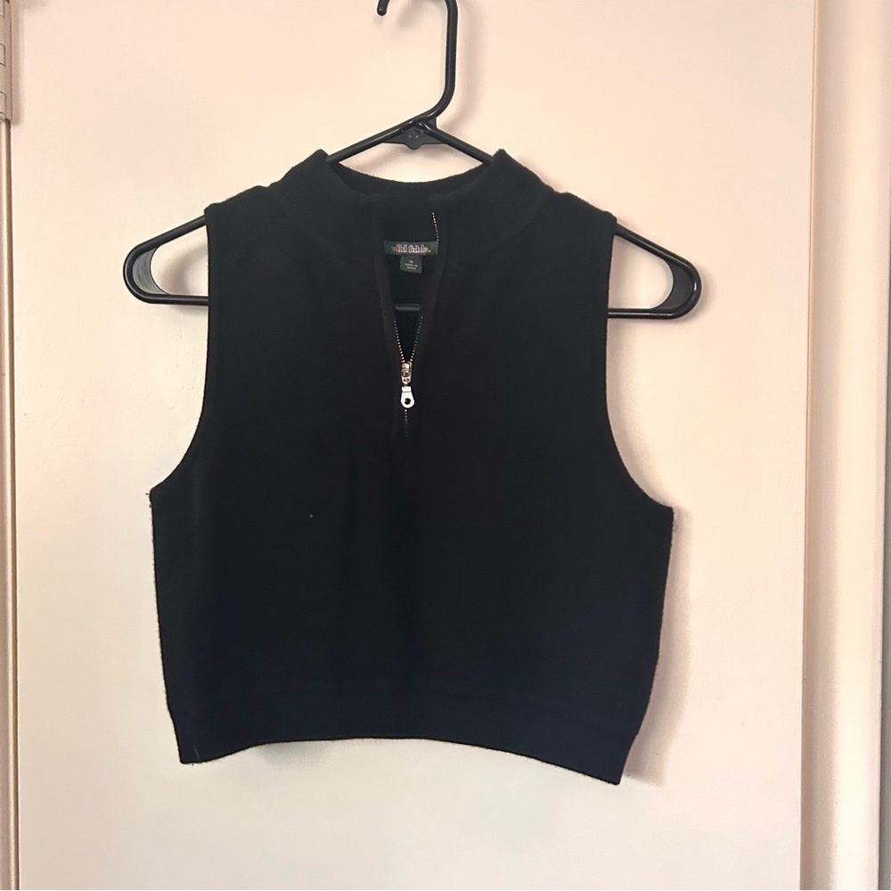 Wild Fable Black Zip-Up Crop Top